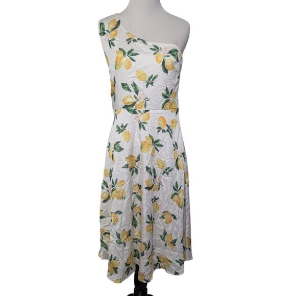 NEW Skies are Blue Lemon Dress Womens Size Small White Lightweight One Shoulder - Picture 1 of 11